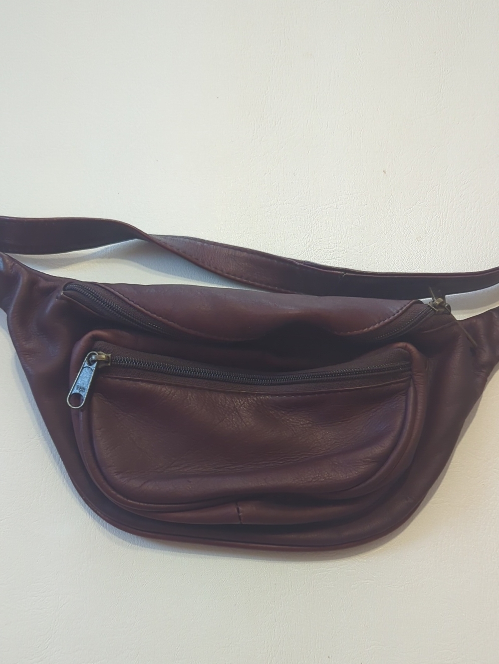 Vintage Brown Leather Bag Fanny Pack Belt Bag